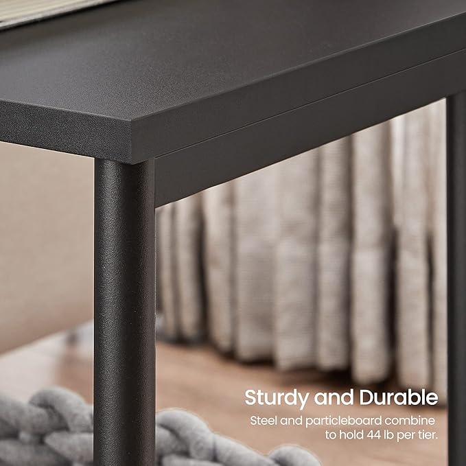 VASAGLE Side Table, Small End Table, Nightstand for Living Room, Bedroom, Office, Bathroom, Black ULET271B16