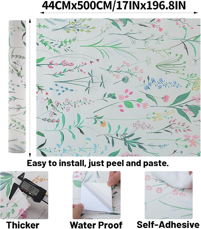 Peel and Stick Wallpaper - 17.5x196.8in Spring Vintage Flower Vinyl Wallpaper for Home Deco