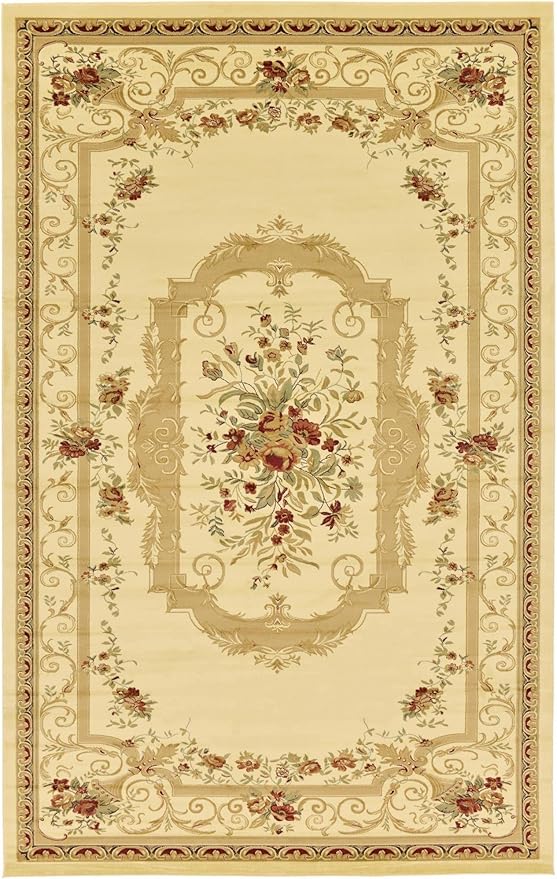 Rugs.com Chateau Collection Rug – 10' x 16' Cream Medium Rug Perfect for Living Rooms, Large Dining Rooms, Open Floorplans
