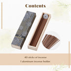 はせがわ（Hasagawa） Hasegawa Hyakurakuko Premium Japanese Sandalwood Incense - Long Type, 40 Sticks with Aluminum Holder, 20-30 Min Burn Time, Made in Japan 線香 百楽香 (Agarwood)