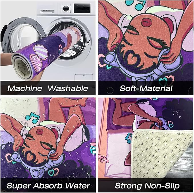 African American Black Girl Magic Rug - Afor Black Magic Girls Area Rug for Bedroom Purple Art Music Girl Carpet for Kids Room Living Room Floor Mats, 2x3 Feet
