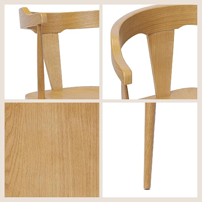 Poly & BARK Mid Century Modern Enzo Dining Chair Solid Oak Wood Set of 4