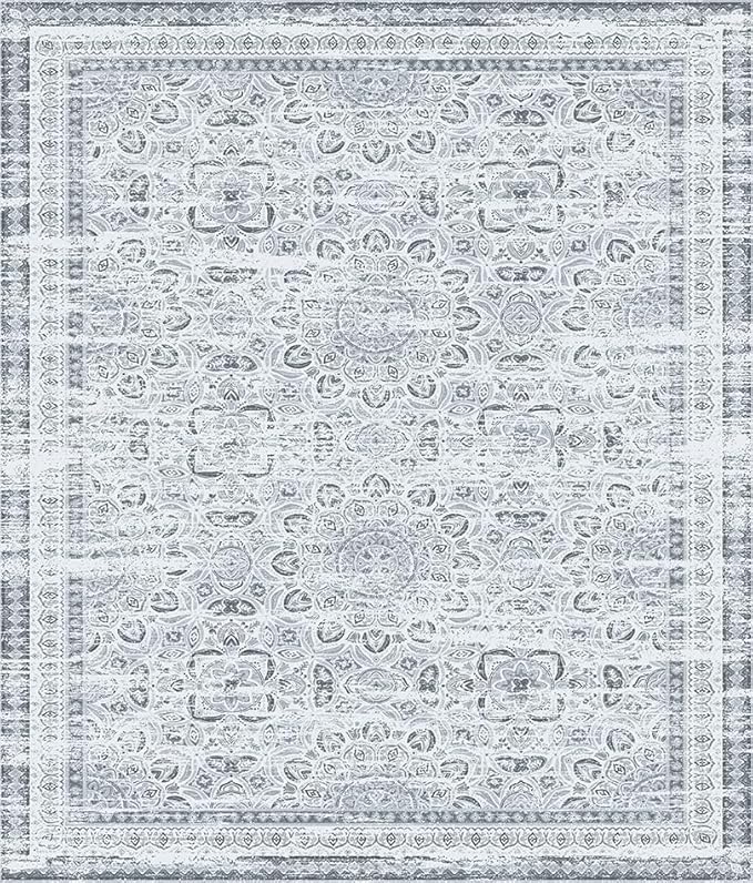 Oversized Vintage Pattern Blanket 120x120 Inches, Giant 10'x10' for Bed, Travel, and Camping, Extra Large Soft Blanket for The Whole Family and Outdoor, Grey