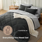 Bedsure Twin Comforter Set - 5 Pieces Reversible Charcoal Grey Bedding, Twin Size Bed Set for All Seasons, Bed in a Bag with Down Alternative Comforter, Sheets, Pillowcase & Sham
