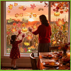 Fall Window Clings for Glass Windows, 71pcs Autumn Window Clings Maple Leaf Pumpkin Window Sticker Thanksgiving Decor, 7 Sheets Fall Decorations for Classroom Office Home Indoor Clearance Party