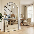 MISSDAY Oversized Arched Full Length Mirror, 83"x44" Black Full Body Mirror with Stand, Floor Mirror Large Free Standing, Leaning or Hanging, Aluminum Frame Mounted Mirrors Wall Mirrors for Bedroom