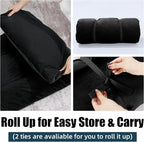 HOMBYS Floor Lounger Pillow Foldable and Tufted Design Long Floor Cushion for Yoga, Reading, Sleeping, Meditation, Elastic Band for Roll Up and Easy Storage, Machine Washable, Black, 74"x27"