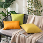 MIULEE Pack of 2 Decorative Outdoor Solid Waterproof Throw Pillow Covers Faux Linen Garden Farmhouse Cushion Cases for Summer Patio Tent Balcony Couch Sofa 20x12 Inch Pumpkin Orange