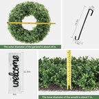 24" Spring Wreath for Front Door, Artificial Boxwood Wreaths, Summer Door Wreath, Used for Spring Home Decor,Farmhouse or Room Indoors,Outdoors, corridors, Offices (Green)