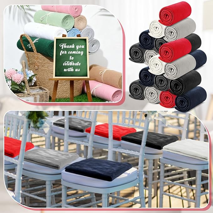 Newwiee 24 Pcs Fleece Throw Blankets Bulk 50'' x 60'' Oeko-tex Standard 100 Certified Spring Outdoor Wedding Guest Blankets Lightweight for Sleepover Donation Lap Pet Sofa Home (Trendy Colors)