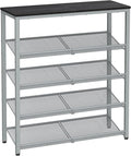 VASAGLE Shoe Rack for Entryway, 5-Tier Shoe Rack Organizer with Storage Shelves and Spacious Top, Freestanding, Adjustable, Industrial, Charcoal Grey and Metallic Silver ULBS038E22