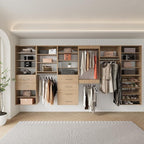Modular Closet System, 60" Wide Organizer With Hanging Shelving, Wood Tower Storage for Walk-In Closets, Wall Mounted Wardrobe Kit, Bedroom