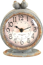Creative Co-Op Grey Pewter Mantel Clock with Birds