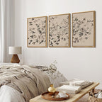 MUDECOR Framed Wall Art Print Set Minimalist Subtle Birds in Motion Illustrations Modern Art Boho Decorative Colorful Chic for Living Room, Bedroom, Office - 16"x24"x3 Natural