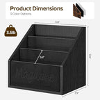 Magazine Holder, Wood Magazine Rack Floor, Mail Organizer Countertop, Magazine Mail Holder Sorter, Record Holder for Magazines, Books, Newspapers, Tablets, Black MR02BB