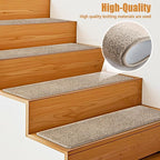 PURE ERA Carpet Stair Treads Tape Free Non Slip Indoor Stair Carpet Stair Protectors Pet-Friendly Non-Slip Skid Resistant Washable Reusable 8" x 30"(2 Pieces,Cream Gray)
