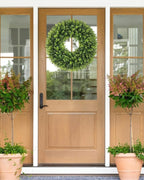20 Inch Boxwood Front Door Wreaths, Spring and Summer Outdoor Wreath for Front Door, All Seasons Artificial Green Wreath for Farmhouse Wedding Porch Wall St Patricks Day Indoor Decorations