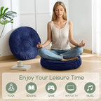 HIGOGOGO Washable Floor Pillow Cushion for Adults, Meditation Cushion Pillow, Large Round Floor Sitting, Removable Tufted Corduroy Cover, for Tatami Living Room or Yoga, 22x22 Inch, Machine Washable