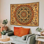 Lifeel Orange Mandala Tapestry, Boho Hippie Medallion Tapestries Home Decor for Bedroom Living Room Dorm, 36x48 inches