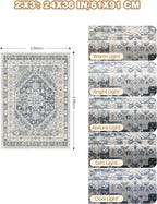 Entryway Rug - 2x3 Washable Rug Runner for Bathroom, Laundry Room, Kitchen, Soft Vintage Hallway Runner for Bedroom, Non-Slip Door Mat Indoor Entrance(Blue/Beige,2'x3')