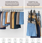 MORALVE Skirt Hangers Space Saving with Clips - 2 Pack - European Beechwood 5-Tier Hanger for Shorts, Skirts, and Pants - Closet Organizer and Storage Solution for Women with 360° Swivel Hook