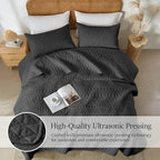 akkialla Twin Size Quilt Bedding Set,Black Lightweight Microfiber Soft Bedspreads,Modern Style Geoetric Pattern Coverlet Set for All Seasons,2 Piece(1 Quilt,1Pillow Sham)