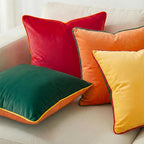 Mecatny Set of 4 Velvet Throw Pillow Covers 20x20, Soft Colorful Accent Decorative Couch Pillow Covers for Sofa Bedroom Living Room, Green/Red