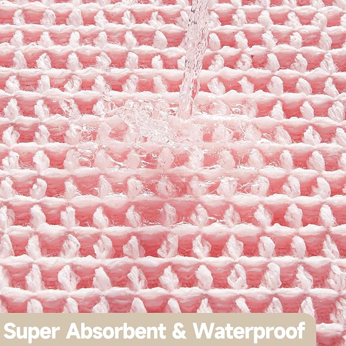 Light Peachy Pink Bathroom Rugs, Waffle Bath Mat Non Slip Washable Quick Dry Cute Bath Mat Boho Farmhouse Bathroom Decor, 30"x20" Light Peachy Pink