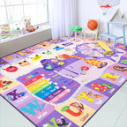 Chicrug Educational Kid Area Rug for Playroom, 4x6 Feet TPR Non Slip Kids Classroom Carpet Rug for Learning ABC Animal, Shape Color Fruit, Washable Play Mat Rug for Children Nursery Toddler Room Decor