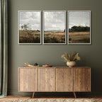 MUDECOR Framed Canvas Print Wall Art Rustic Fields Tranquil Countryside Landscape Nature Wilderness Illustrations Realism Decorative Panoramic Earth for Living Room, Bedroom, Office - 24"x36"x3 White