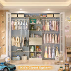 Armocity 8FT Closet System, 96 inches Closet Organizer System with Drawers, Closet Systems for Walk-in Closet, Built in, Greige Oak