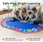 SAFECASTLE Kids Carpet Alphabet Rug 5'4" x 7'8“ Alpha with Attitude Educational ABC Learning Area Rug for Classrooms, Playrooms, Nurseries & Kids’ Bedroom–Durable Nylon Carpet for Toddlers & Children