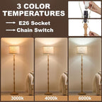 63.5'' Floor Lamps for Living Room, Farmhouse Floor Lamp for Bedroom with 3 Color Temperatures, Vintage Standing Lamps for Living Room, Living Room Light, Chain Switch, Bulb Included, Cream