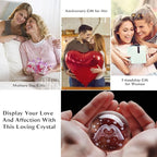 HDCRYSTALGIFTS 60mm 3D Laser Engraved Heart Hands Crystal Ball Paperweight Love Finger Valentines Figurines Gift for Women, Glass Decorative Ball Sphere for Shelf Living Room