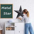 JoyEvy 24" Barn Star-Black Barn Star Outdoor Decoration-Metal Stars for Outside Texas Stars Art Rustic Vintage Western Country Home Farmhouse Primitive House Decor- Primitive Wall Décor