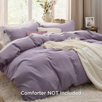 Bedsure Grayish Purple Duvet Cover Full Size - 3 Pieces Prewashed Extra Soft Cotton-Like Polyester Bedding Set, Includes 1 Duvet Cover 80x90 Inches with Zipper Closure & 2 Pillow Shams, No Comforter