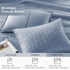 Comfort Spaces Kienna Quilt Set- Double Sided Stitching Design Summer Blanket, Lightweight, Soft, All Season Bedding Layer, Matching Sham, Blue, Coverlet King (104"x90") 3 Piece