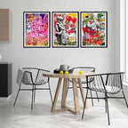 Novatique Colorful Graffiti Wall Art Banksy Street Wall Art Modern Boy and Girl Graffiti Art Painting Print Framed Ready to Hang Home Decoration,16" x 24" x 3pcs