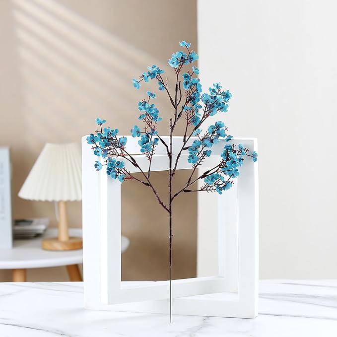 JAKY-Global Babys Breath Fabric Cloth Artificial Flowers 6 Bundle European Fake Silk Plants Decor Wedding Party Decoration Bouquets Real Touch DIY Home Garden (Autumn Blue-6pcs)
