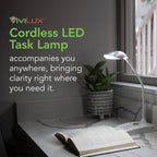 goLightly by ViviLux LED Rechargeable Desk Lamp with Wireless Charging Port, 20 Hour Battery, Portable Task Lighting for Crafts, Sewing & Study