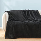 NEWCOSPLAY Super Soft Throw Blanket Black Premium Silky Flannel Fleece Leaves Pattern Lightweight Bed Blanket All Season Use (Black, Throw(50"x60"))