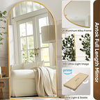 Antok Full Length Mirror, 81"x41" Oversized Floor Mirror Freestanding, Full Body Floor Standing Mirror with Stand, Hanging Mounted for Living Room Cloakroom,Gold,Arched Style