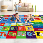 Kids Play Rug for Playroom, ABC Educational Rugs for Classroom, Preschool Floor Play Mat for Kids Toddler Baby, Large Soft Kid Rug Carpet for Boy Girl Bedroom(110X78.7 INCH Blue)