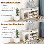Apicizon 39 Inches Storage Bench, Shoe Bench with Flip Top Storage Space and Padded Cushion, Wooden Entryway Bench for Entryway, Living Room, 2-Tier Shoe Rack Organizer, White