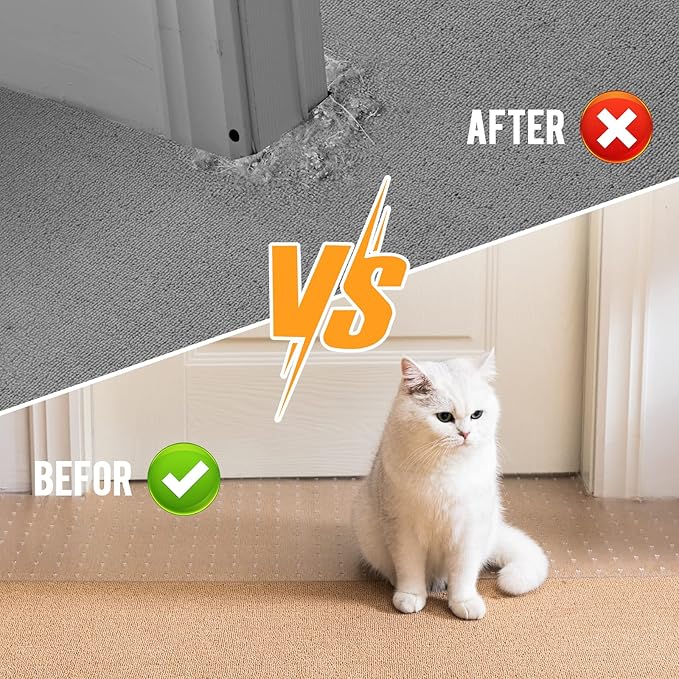 Uross Carpet Protector for Pets -3.6FT Transparent Plastic Under Door Cat Carpet Protector for Doorway, Anti Cat Scratch Mat, Stop Cats from Scratching