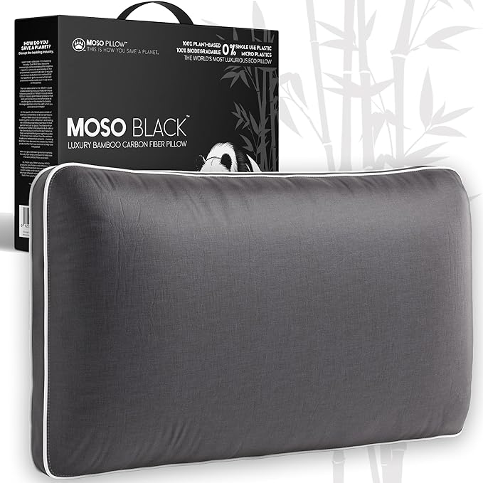 Queen Size Cooling Pillow - 100% Viscose Made from Bamboo Infused with Charcoal - Eco-Friendly Firm Bed Pillows for Back and Stomach Sleepers - Hypoallergenic Comfort for Better Posture (Charcoal)