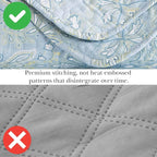 Southshore Fine Living, Inc. Boho Quilt Set, Lightweight Bedspread, Summer Coverlet, 3-Piece Paisley Bedding Set with Two Matching Pillow Shams, California King Quilts, Blue Paisley
