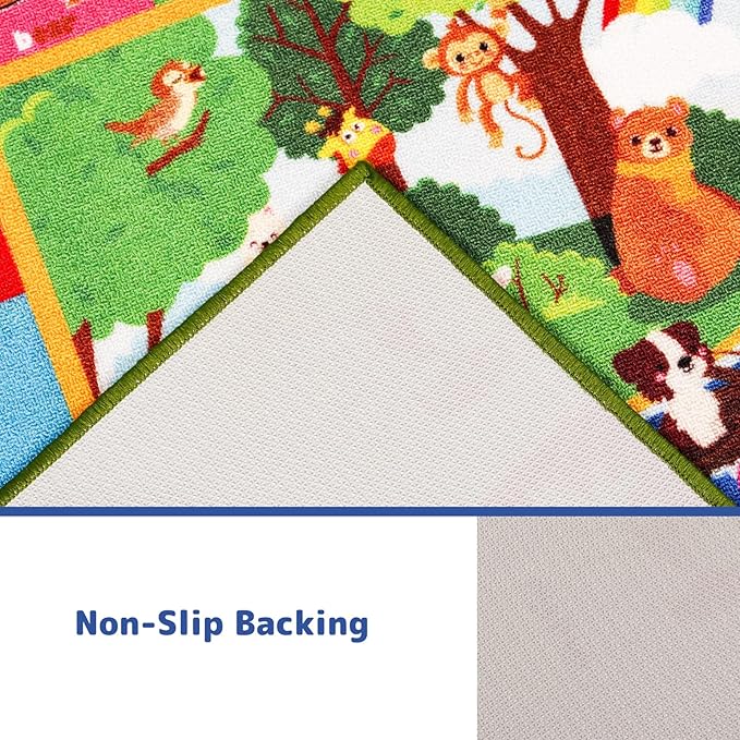 ABC Kids Rug 9'8" x 6'5", Kids Rugs for Playroom Classroom Carpet with Anti-Slip Back, Educational Preschool Rugs with ABC Animals, Extra Large Thick (9'8" x 6'5", Style 7)