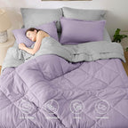 Bedsure Full Size Comforter Set - 7 Pieces Reversible Light Purple Bedding, Full Size Bed Set for All Seasons, Bed in a Bag with Down Alternative Comforter, Sheets, Pillowcases & Shams