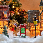 NINIPAPA Christmas Village Accessories Santa's Mailbox Villages Sets for Christmas Decoration Cute Doggy Letter to Santa Resin Christmas Ornaments